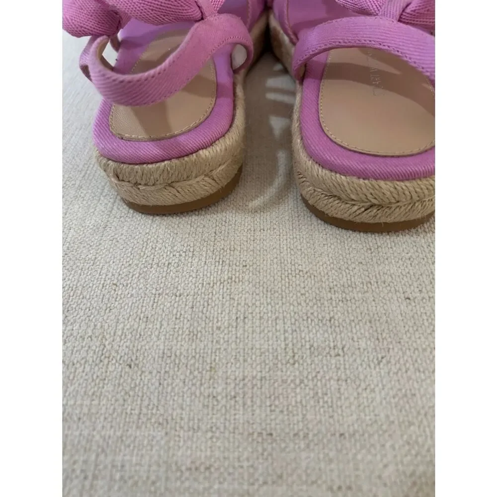 Stuart Weitzman Altdup Canvas Espadrille Platform Flat Sandals 6.5 Lilac, NWT
